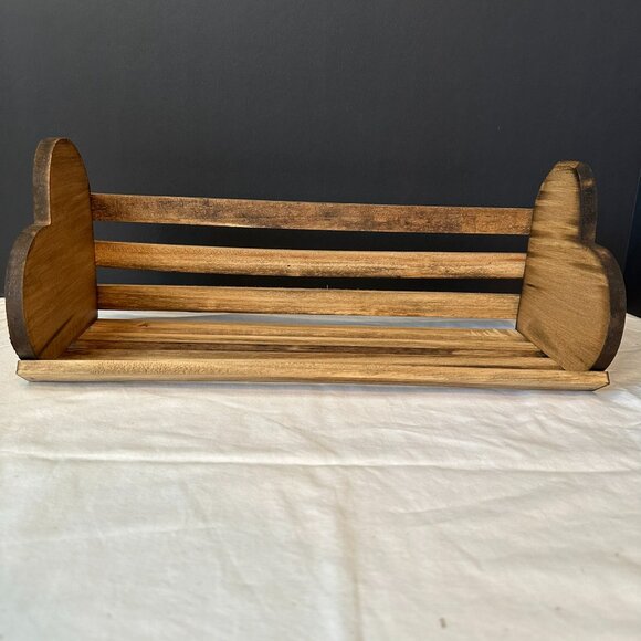 New Vintage Wood Slatted Heart Felt Shaped Hanging Rack-Shelf 14-1/2" Farmhouse - Picture 2 of 10